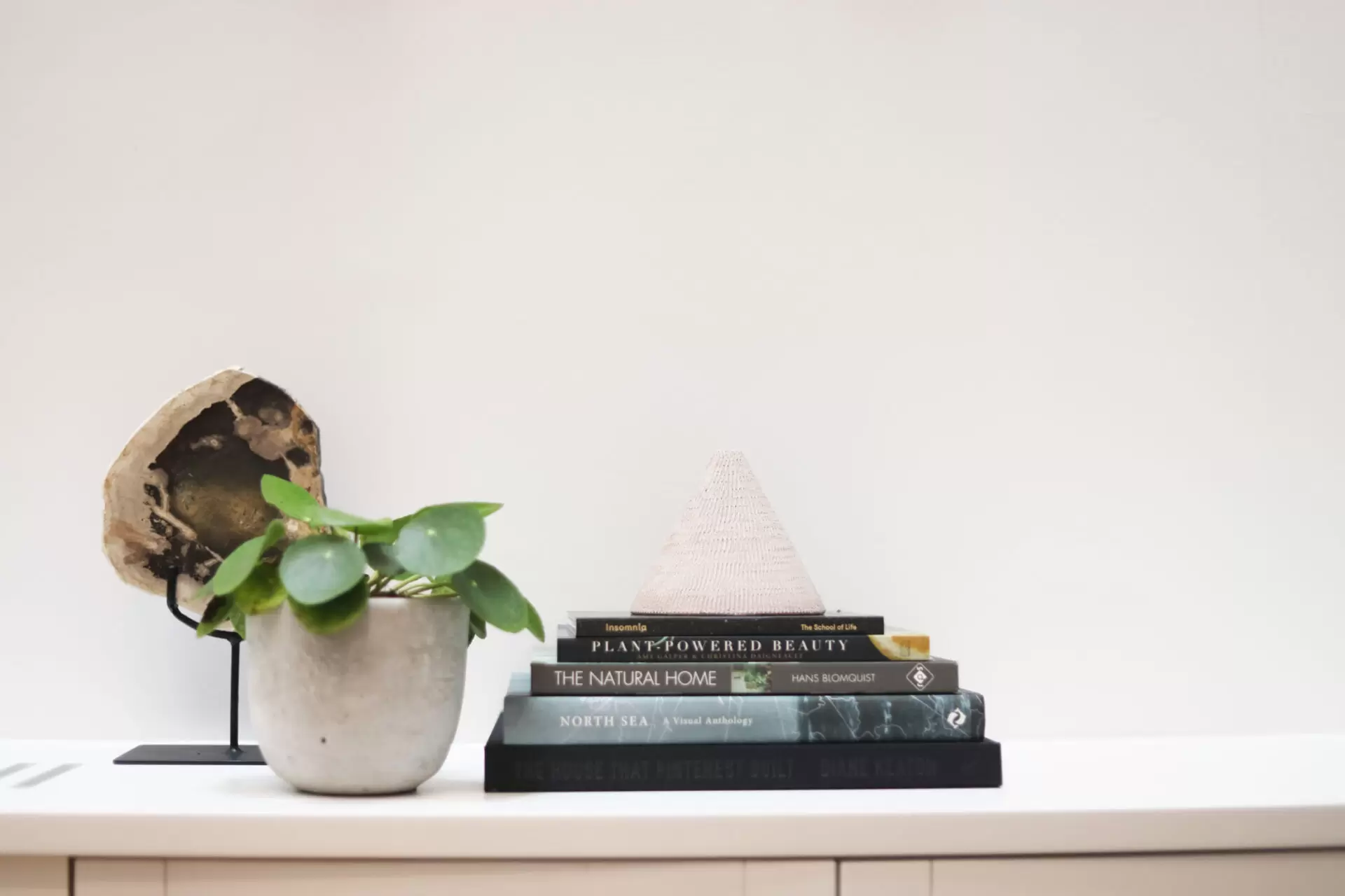 books and ornamental items